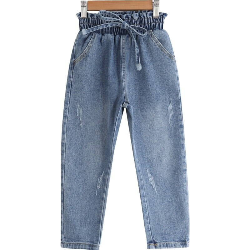 Jenter jeans bukser høy midje denim bukser låve lange bukser låve jeans bukser 4-14 år jenter klær vår høst: 12