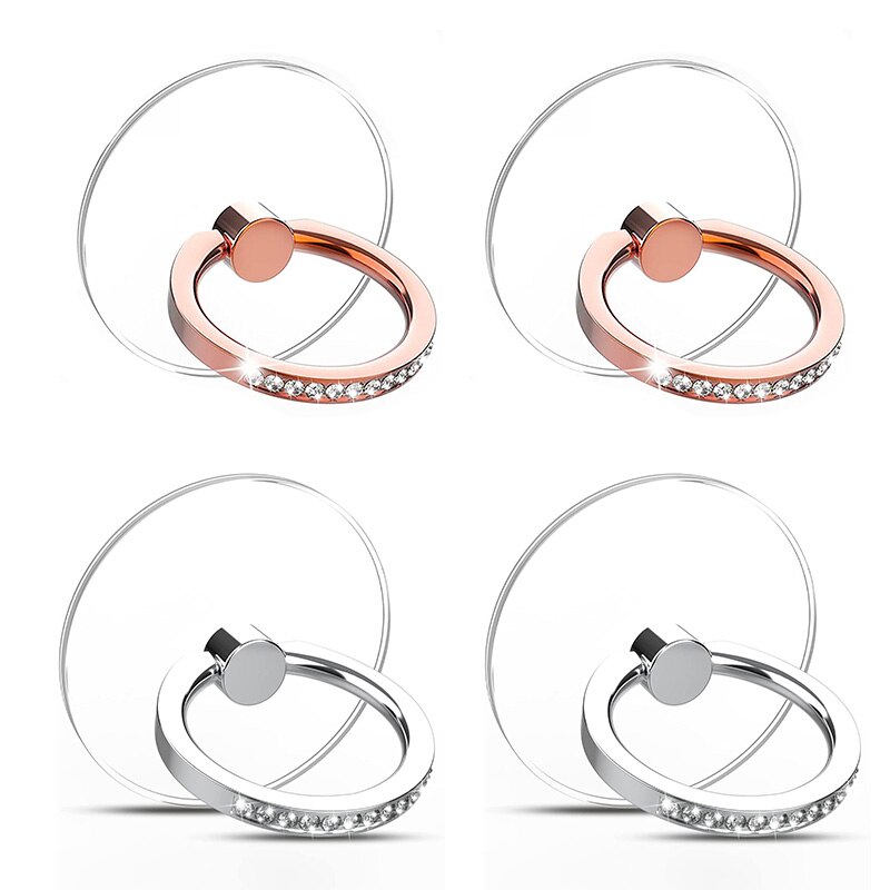 Diamentowy uchwyt na telefon komórkowy stojak przezroczysty uchwyt na palce wyczyść 360 ° stopni obrót Kickstand kompatybilny iphone: 2 rose gold 2silver
