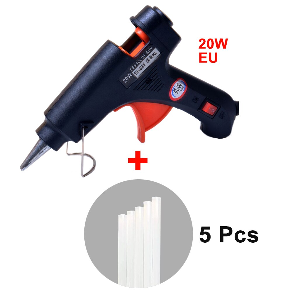 20W Melt Glue Gun with 7mm Glue Sticks Mini Industrial Guns Heat Temperature Thermo Electric Repair Tool: Black Glue Gun Set