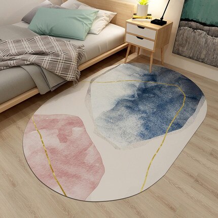 Ovale Tapijt Woonkamer Slaapkamer Antislip Zachte Mooie Decoratieve Floor Mat: A / 80CM 160CM