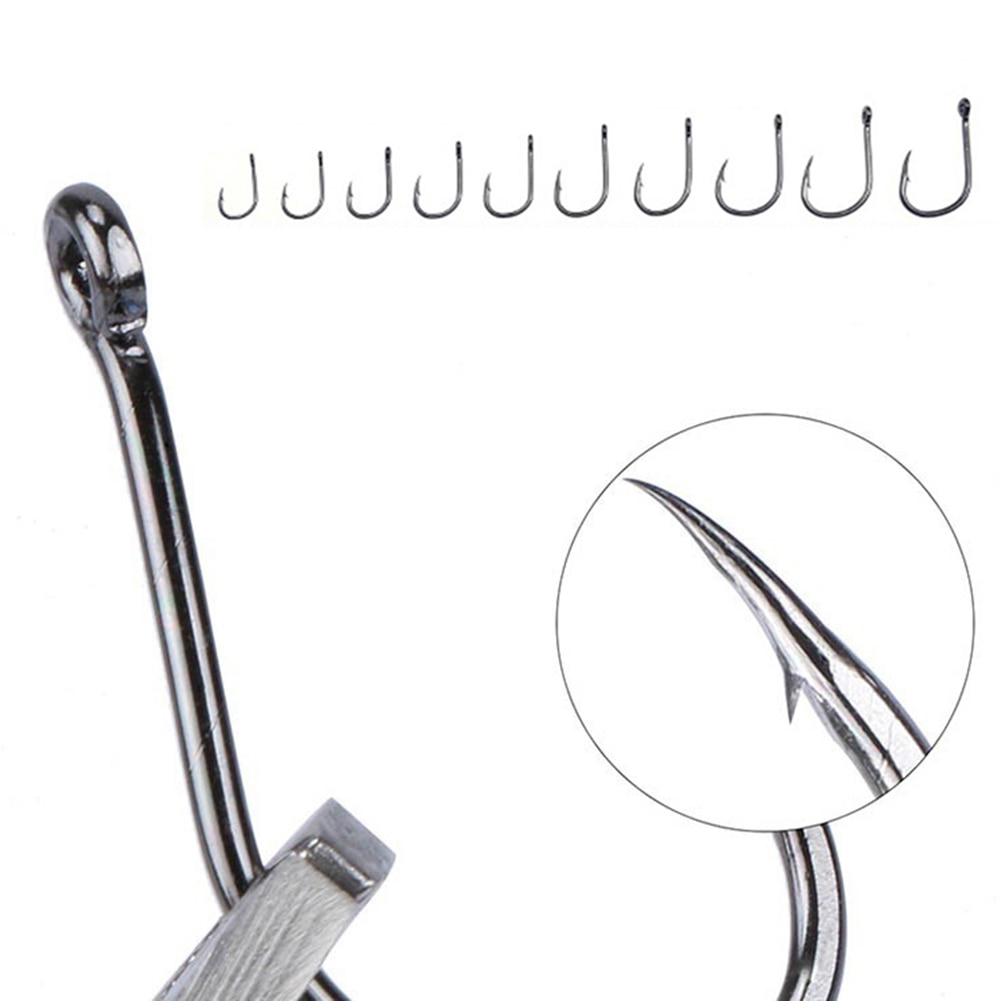 3#-12# 100 stuks/doos vishaak met hoge koolstofstaal weerhaak 10 series in vliegvissen haak worm vijver visaas houder jig gat pesca