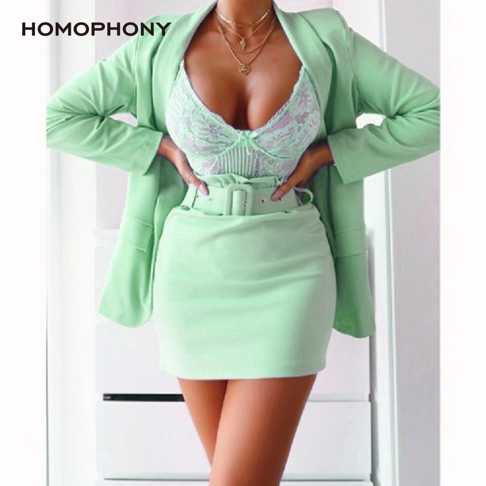 Kavaj klänning jacka kostym kvinnor ledig långärmad arbetskostym kappa kontor dam solid slim blazers vestidos conjuntos feminino