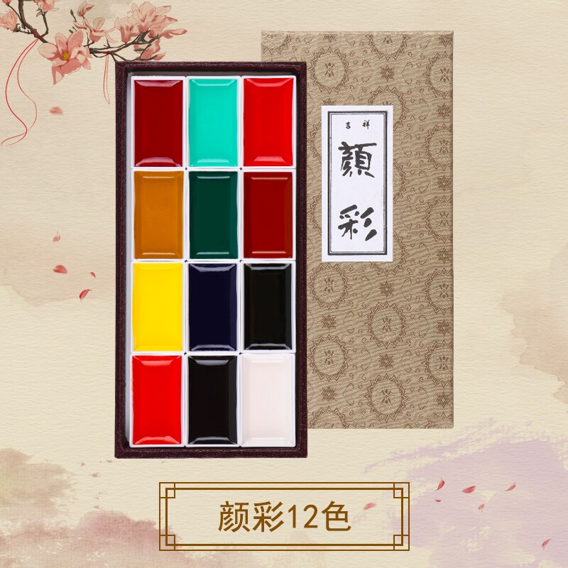 1 Set Japan Sakura Gunstige Effen Aquarel Pigmant 60/48/35/24/18/12/8/6 Kleuren Professionele Hoge Parel/Fluorescerende Kleur: 12 colors