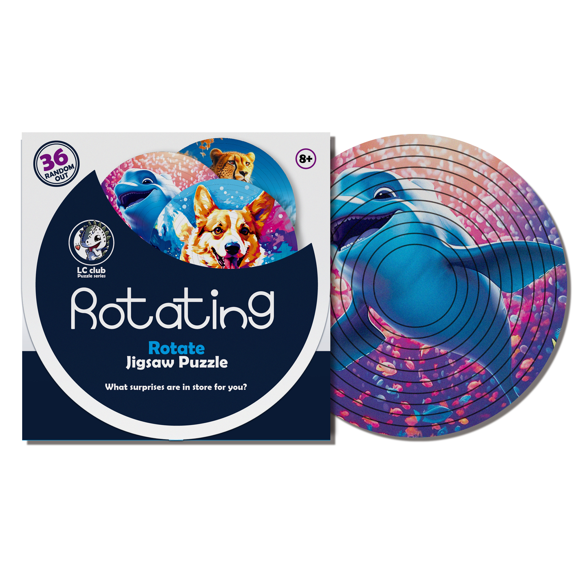 Decompression Irregular Rotate Jigsaw Puzzle Color Animal Rotating Puzzle Puzzle Montessori Toy Children's Birthday: Blue
