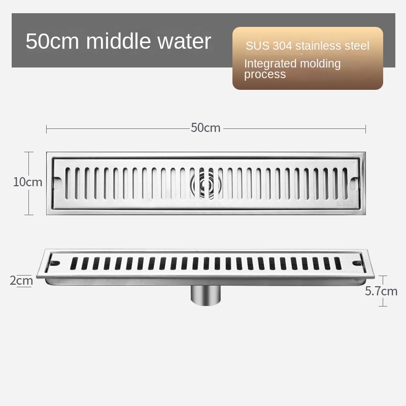 Strip Extended Floor Drain Stainless Steel Large Displacement Anti-Odor Barrier Hair Floor Drain Hotel Family Bathroom Balcony: Blue