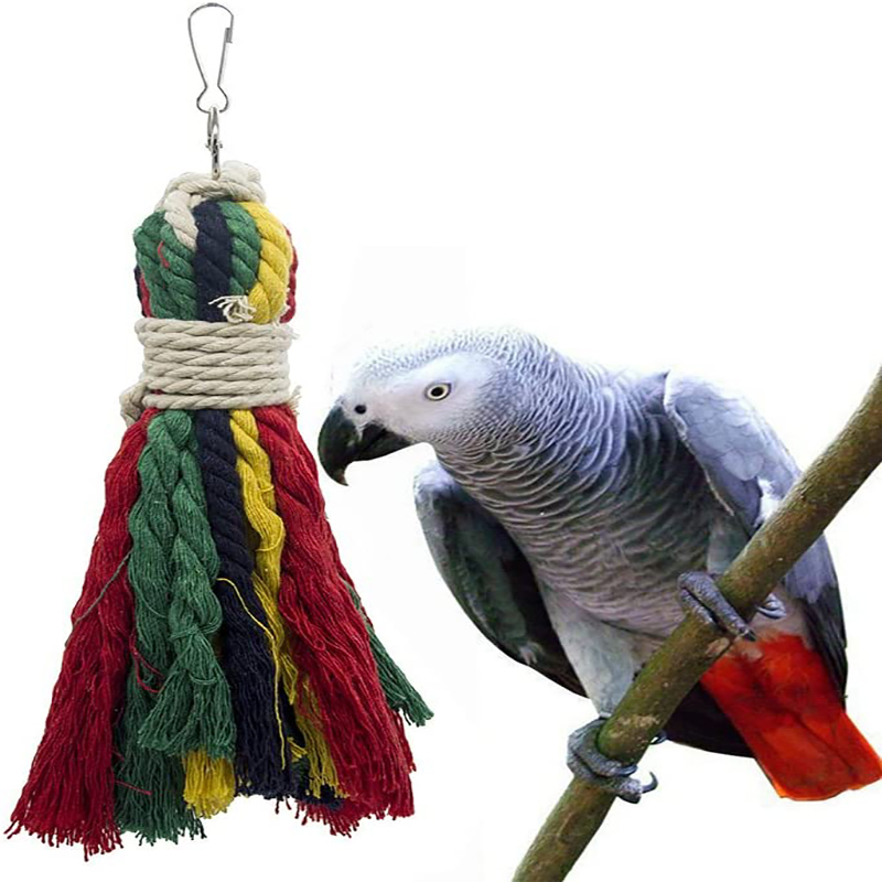 Papegøje fugl legetøj bomuld reb fugl tyggelegetøj trække legetøj bomuldssnor parakit bid fugl legetøj kæledyr fugl forsyninger tygge gynge hængende