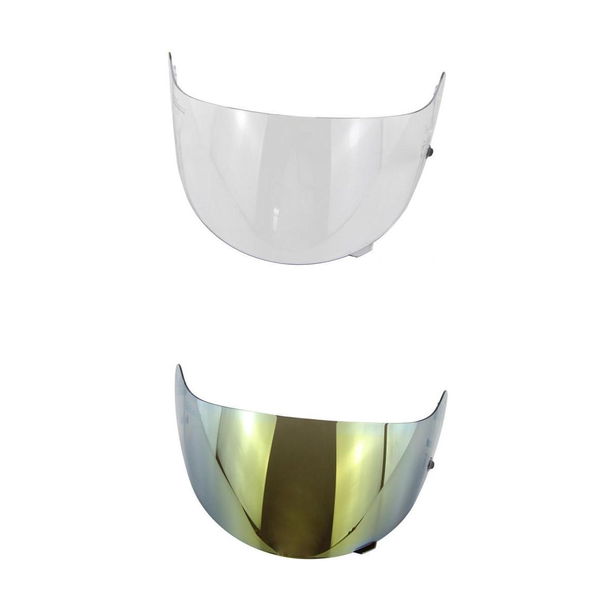 2pcs Motorcycle Helmet Visor Shield for HJC AC-12/CL-SP/CL-15/CL-16/FS-10/IS-16/CS-R1/CS-R2 Models (Clear+Gold)