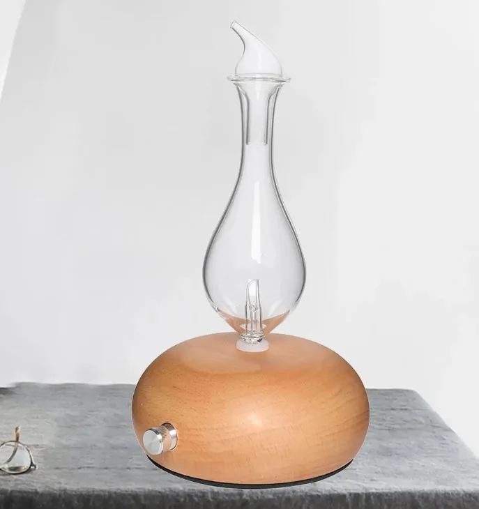 Difusor de óleos essenciais sem água, difusor de fragrância de aromaterapia sem água, nebulizador de aroma de vidro de madeira, vaporizador para casa: Cáqui escuro / AU