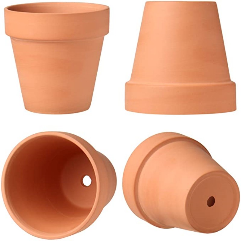 Maceta de terracota con agujeros de drenaje, macetas pequeñas de arcilla para plantas, suculentas, manualidades, paquete de 10, 2,5 pulgadas