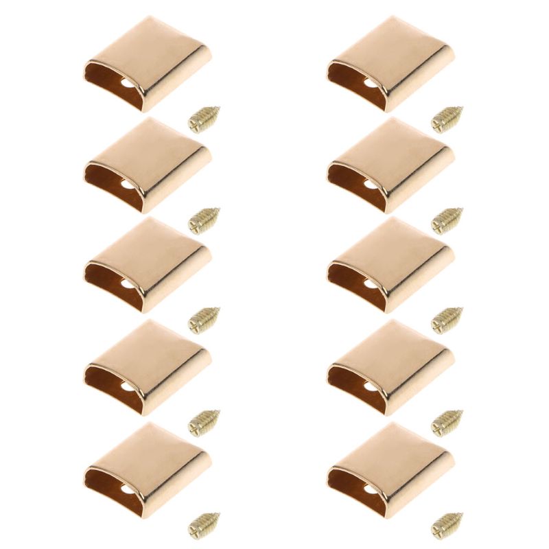 THINKTHENDO 10pcs Leather Craft DIY Metal Zipper Tail Clips Buckle Stop Tail Plug Head Tool Fastener with Screws Bag Accessories: Gold