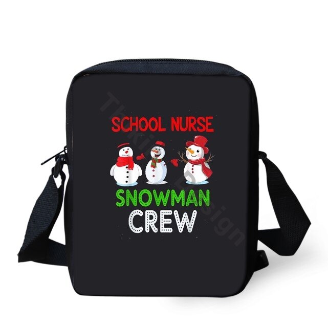 Kerst Verpleegkundige Crew Prints Patroon Schouder Tas Voor Meisjes Crossbody Telefoon Bag Coin Boodschappentassen Mochila: ALP2627E