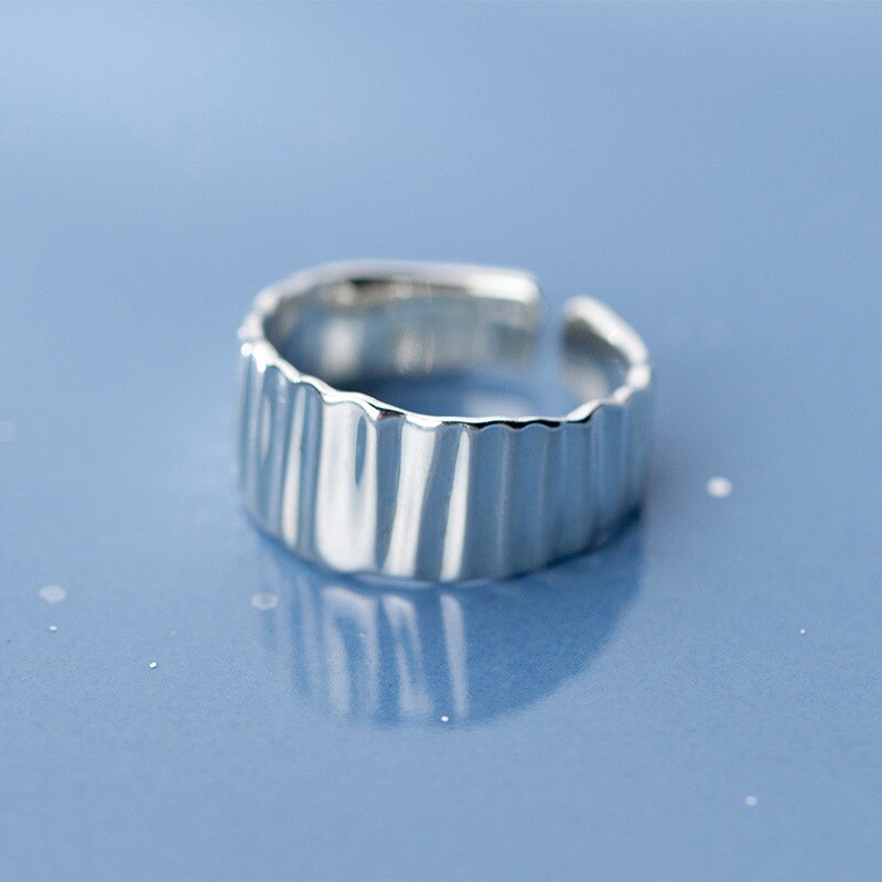 Modian Classic 925 Sterling Silver Geometric Simple Ring fit Women Hip Hop Style Free Size Ring Fine Jewelry Accessories