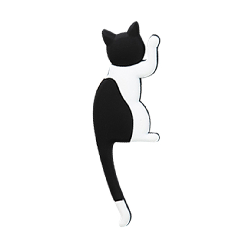 Gancho adhesivo magnético para refrigerador con cola de gato, original de gato de dibujos animados, viene con imán, cola flexible, adecuado para una variedad