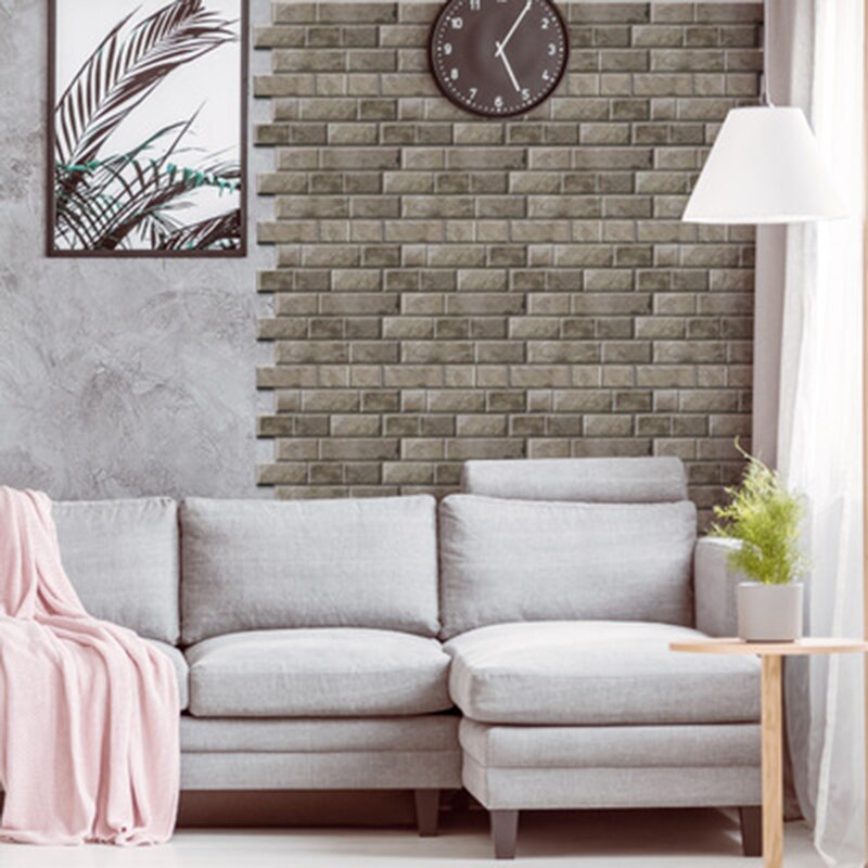 3d stue køkken badeværelse vandtæt wallsticker boligindretning aftagelig vinyl pvc mursten sten selvklæbende tapet: Grå