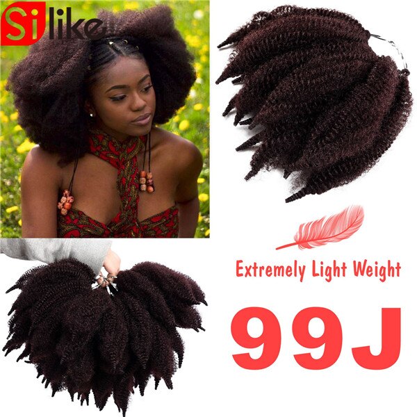 8 zoll Kurze Marley Flechten Haar Weich afro Twist Synthetische Häkeln Zöpfe Haar Erweiterungen afrikanisch amerikanisch Haar Für Frau: #99J / 9 Teile/los