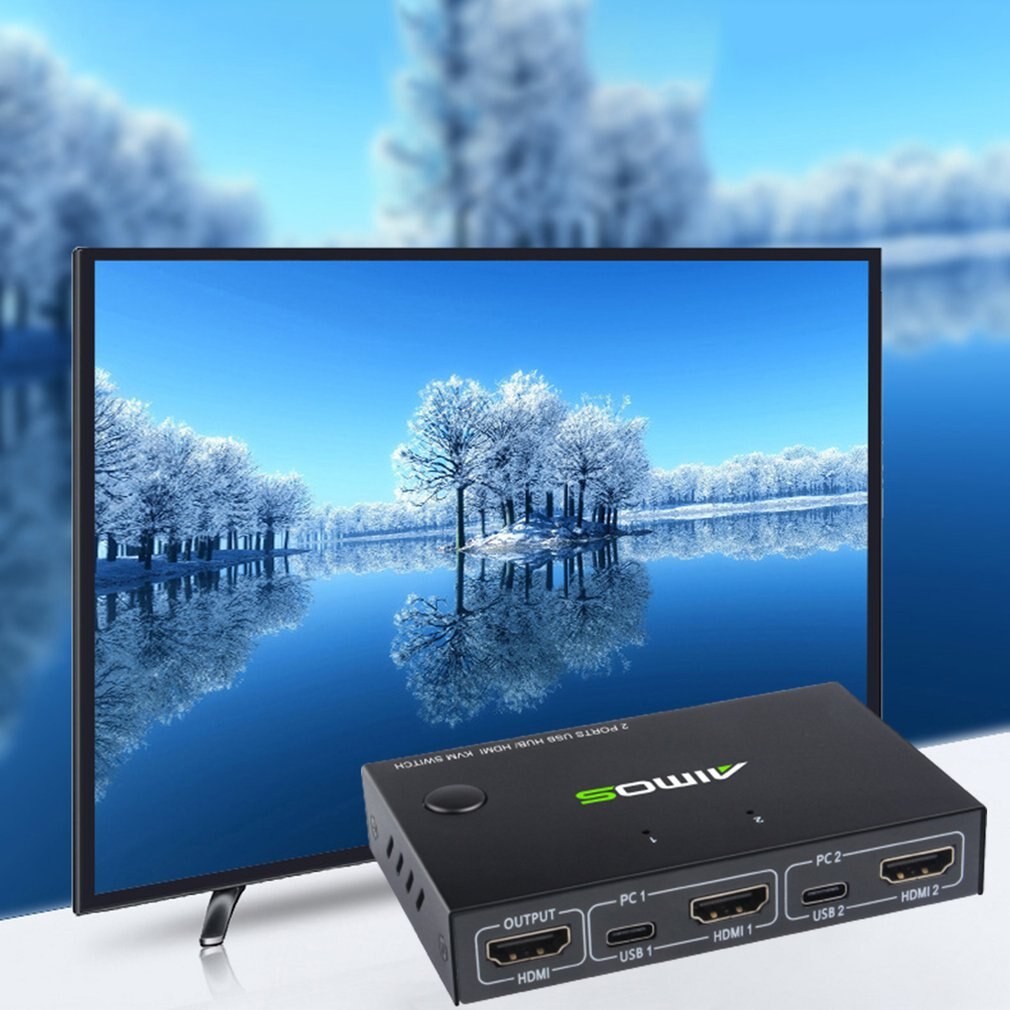 2-Port Usb Hdmi Kvm Switch Box Usb Hdmi Kvm Switch Box Video Display Usb Switch Splitter Plug And Play
