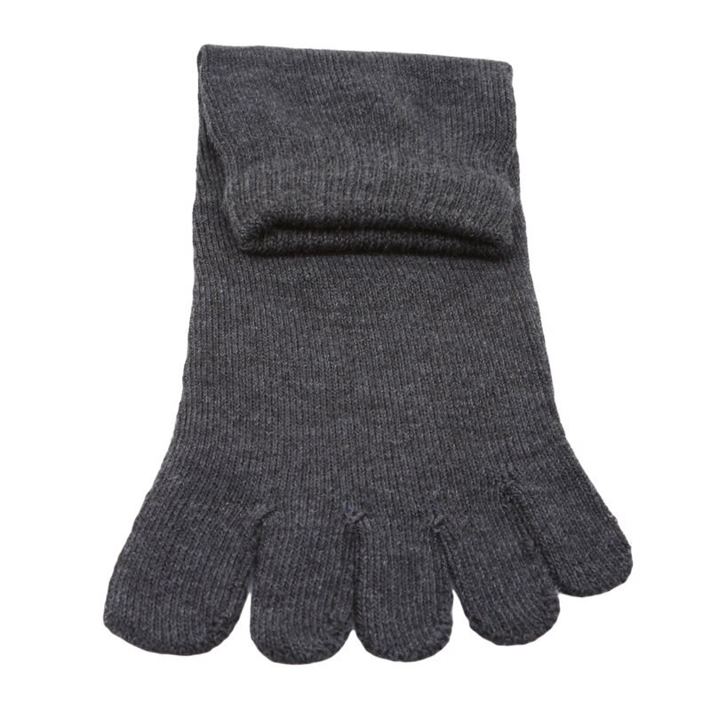 1 Paar Effen Wit Zwart Grijs Mannen Teen Sokken Bamboevezel Mannelijke Zomer Winter Katoenen Sokken Vijf/5 Vinger Sokken: Dark gray