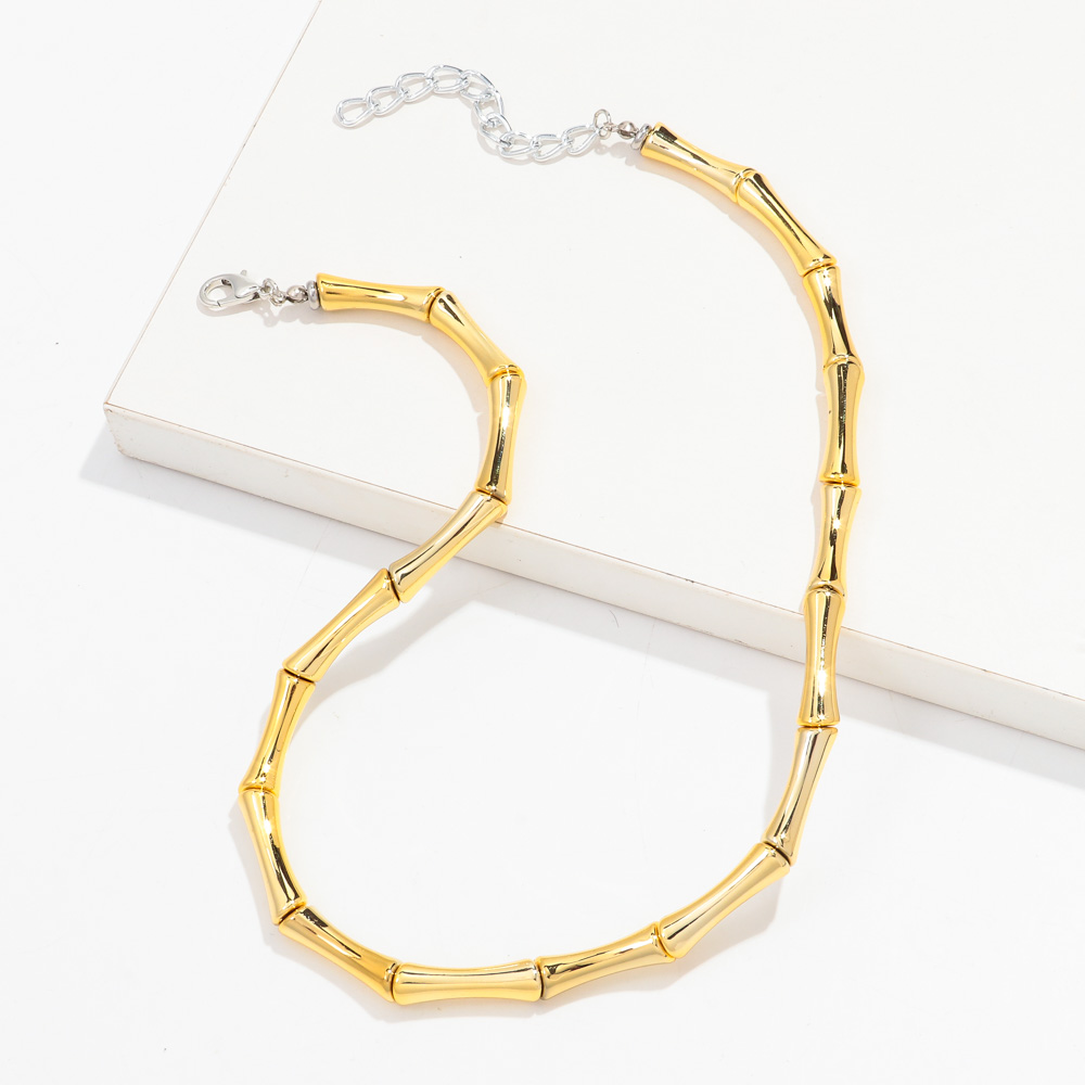 Thin Bamboo Curved Tube Choker Necklace Men Women HipHop Ball Bead Pendant Necklace Stack Trendy Party Jewelry Collar