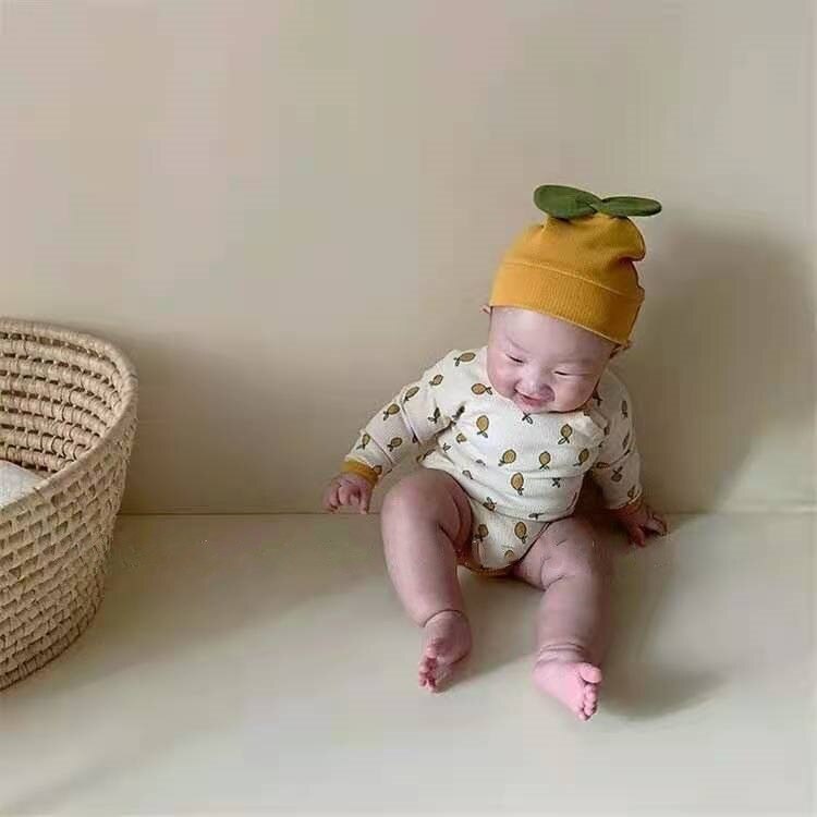 Vêtements -né printemps et automne bébé citron imprimer maison vêtements body bébé fille body