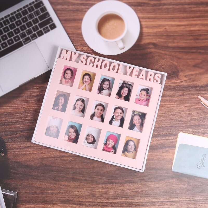 School Years Photo Moment Student Keepsake Frame Children Campus Grade Record 15 Pictures Display Collage Frame Kids Growing Mem