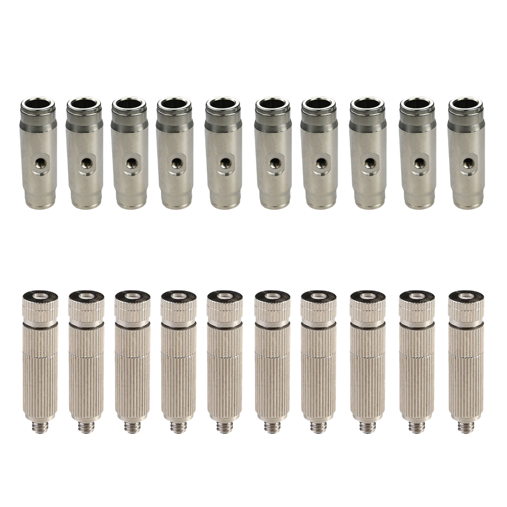 10 Stück Hochdruck-Nebeldüsen + 10 Stück Düsenhalter, 3/8 Zoll Sprühdüsen-Set, Nebel-Mister für Hinterhof, Wassernebel, Kühlung, Beschlagen: Blau