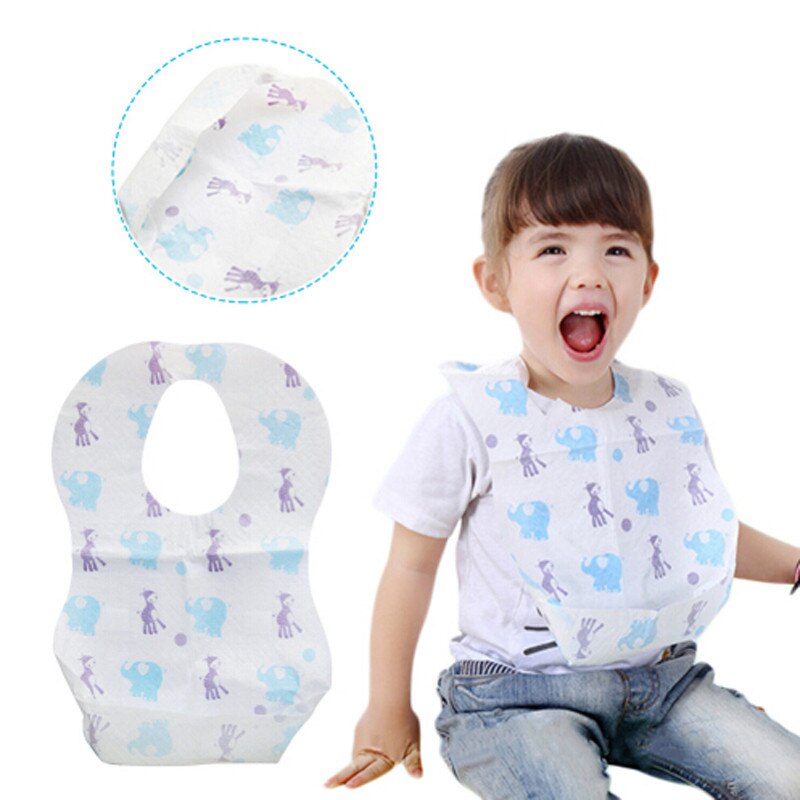 10 unids/set Lovely impermeable no tejido desechable Baberos comiendo Saliva Baberos de papel para bebés