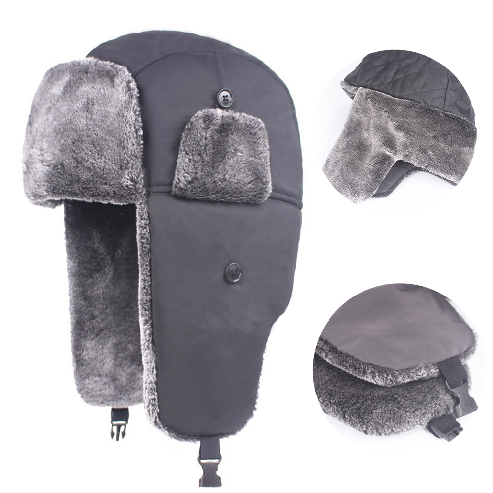 Unisex Bomber Fur Lined Winter Trapper Hat Hat Windproof Simple Ear Flap Caps Thicken Waterproof Warm
