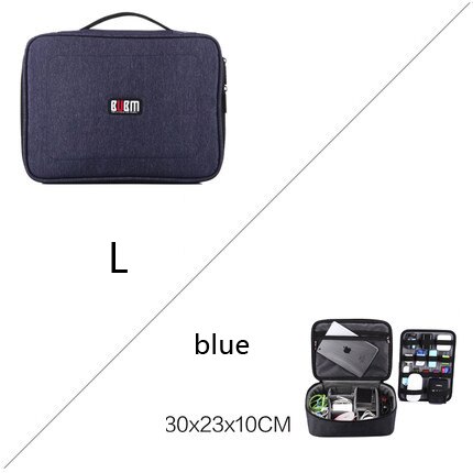 Bubm charger digitale ontvangst organizor case tas reistas voor netsnoer reistas gopro tas kabel: L Blue