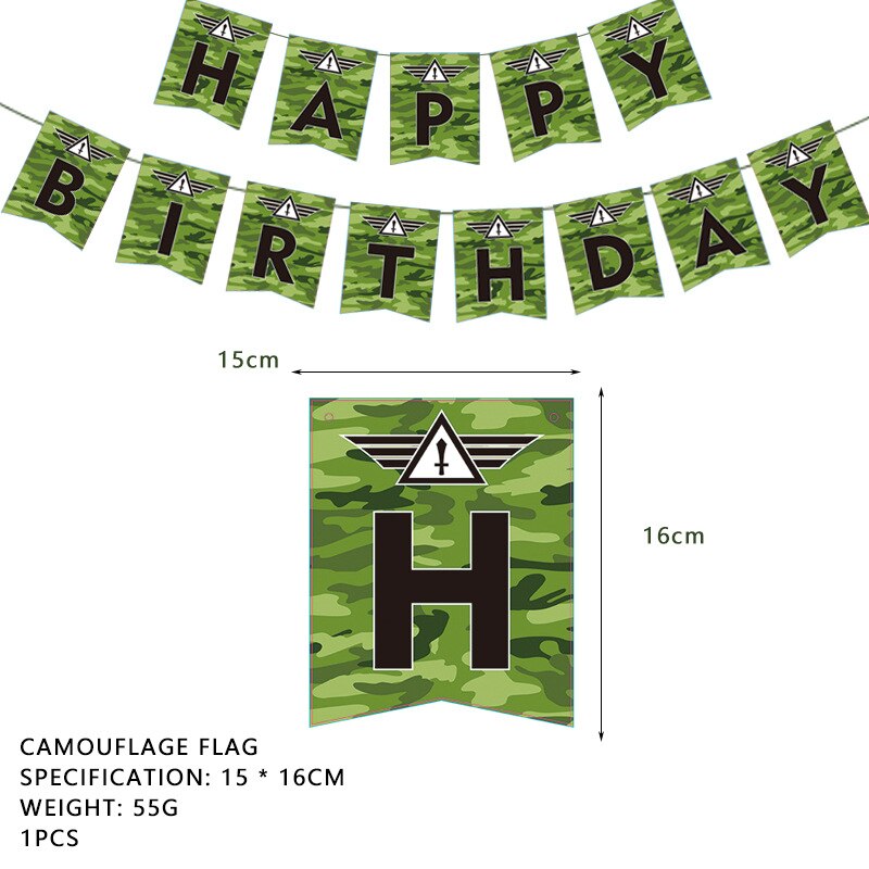 Camouflage Themafeest Decoraties Army Wegwerp Servies Cup Servetten Banners Baby Shower Kids Camo Verjaardag Feestartikelen: Banner1