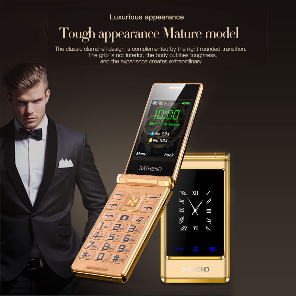 Uniwa  a15 senior stor trykknap telefon dual screen dual sim gsm flip mobiltelefon russisk hebraisk tastatur clamshell mobiltelefon