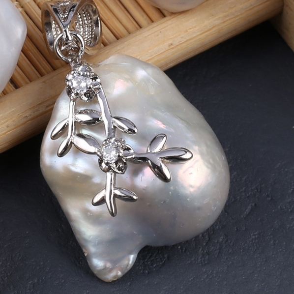 Pendentif en Perle Blanche Baroque d'Eau Douce Naturelle, Bijoux de 30x20mm, Collier de Bricolage, Boucles d'Oreilles, Accessoires, pour Femme: orange