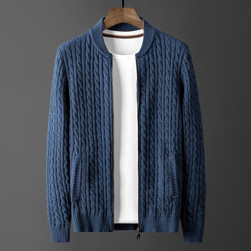 Forårs strikket cardigan jakke stativ krave afslappet computer stribet sweater herre plus størrelse m  -4xl: B / M