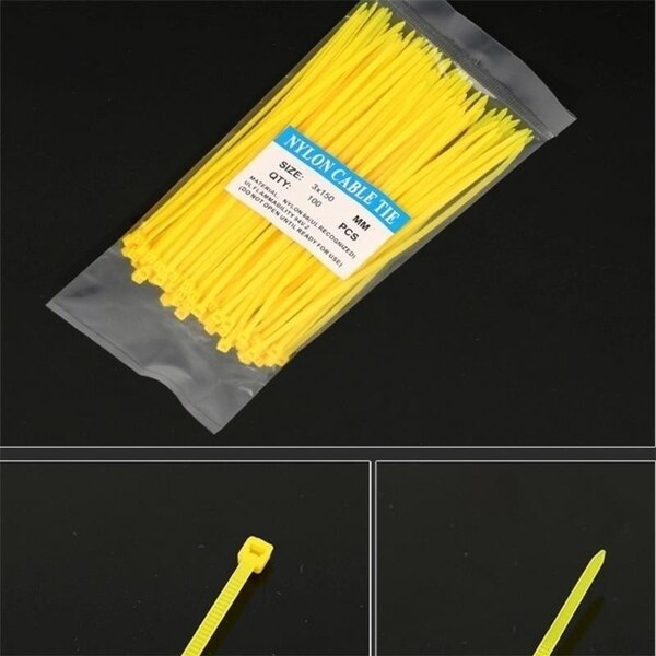 Sujetacables de plástico de nailon de , sujetacables de 3*150, resistentes a la corrosión: Amarillo