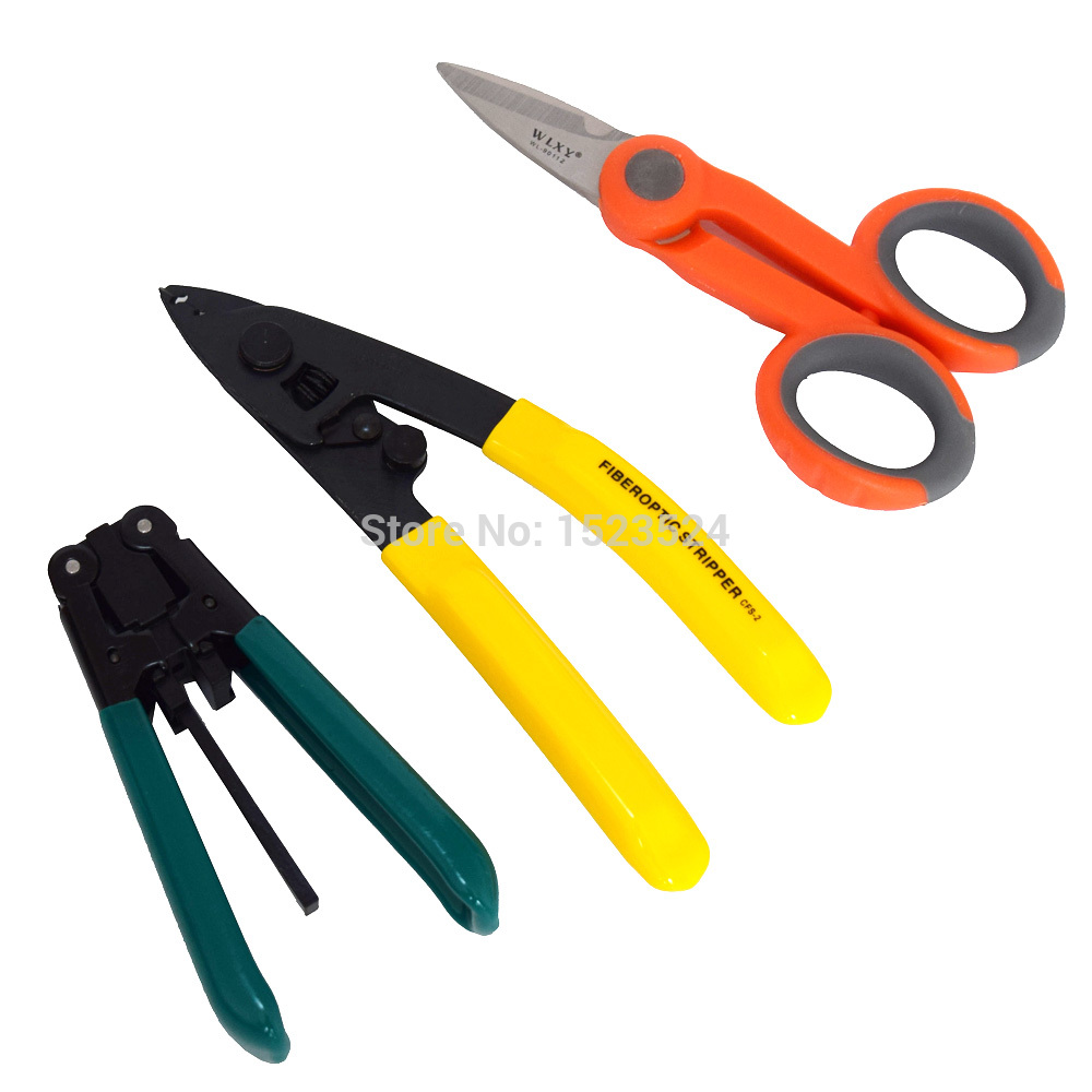 3 in 1 FTTH Tool Kits met Cable Stripper + CFS-2 Glasvezel Stripper + Kevlar Schaar