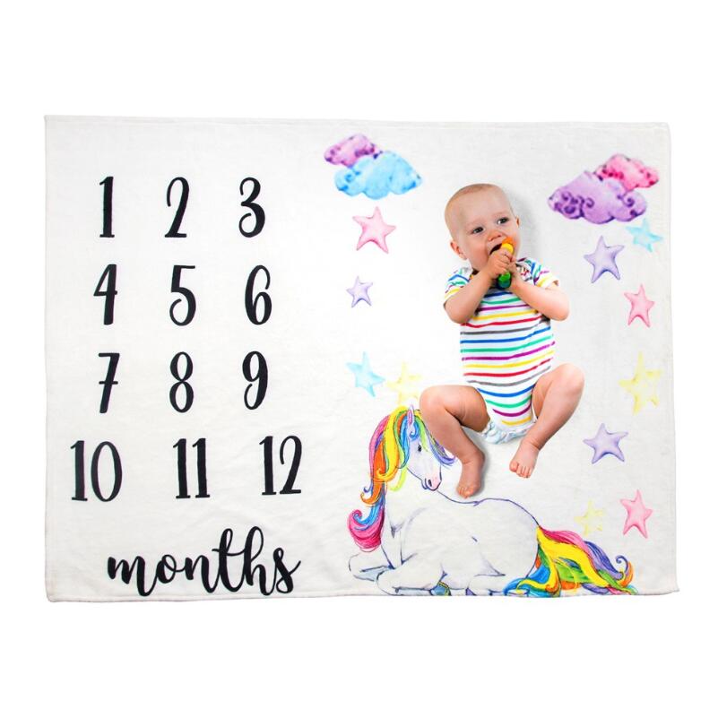 Zachte Flanellen Deken Gedenkteken Foto Achtergrond Baby Photo Props Baby Maandelijkse Groei Milestone Deken Warmswaddling Wrap