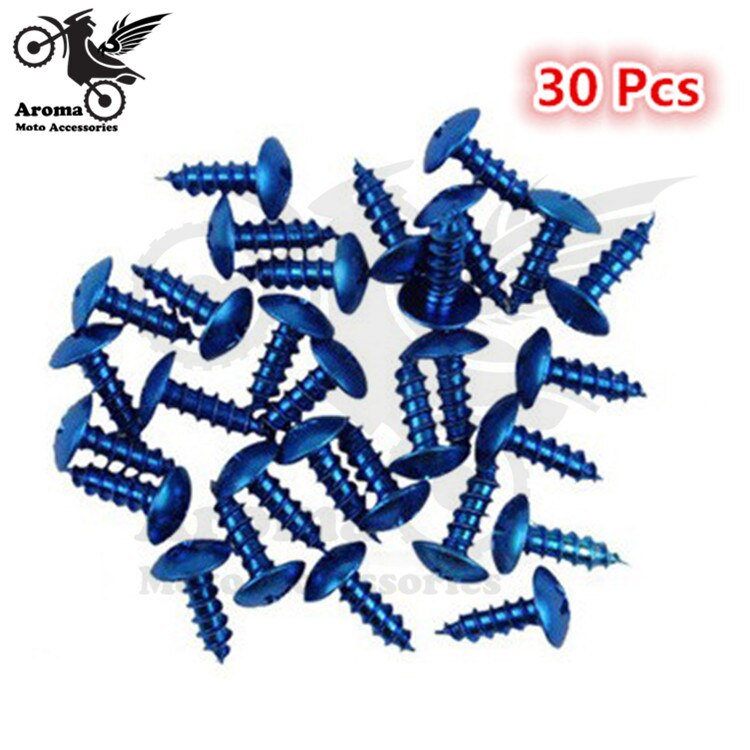 30pcs Modified screws refires motorbike multicolour screws moto Ornamental Mouldings motocross Accessories motorcycle tip screw: Blue