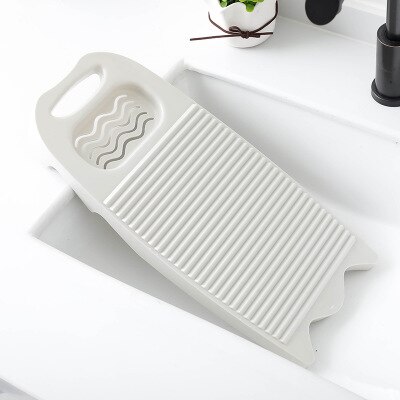 Baignoire en plastique avec planche à laver, lave-linge épais, lavage des sous-vêtements de bébé, planche à laver en plastique, outils de nettoyage de vêtements: Gray white