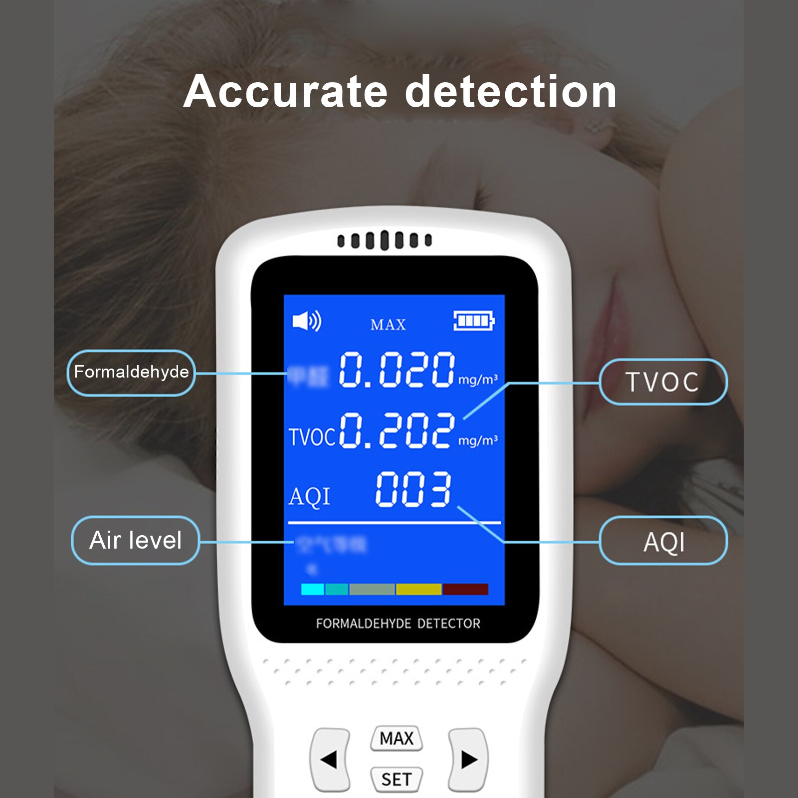 Multifunctional Air Monitor LCD Digital Analyzer Formaldehyde Accurate HCHO TVOC 3D Convection Detector Meter AQI Tester