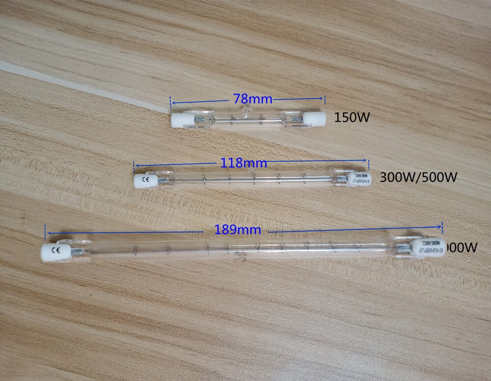 Ampoules halogènes R7S 150W 220-240V 500W, 20 pièces/lot, tube halogène R7S 78mm R7S 220V 300w 118mm 220V R7S 500W R7S 220V 1000W 189mm J118