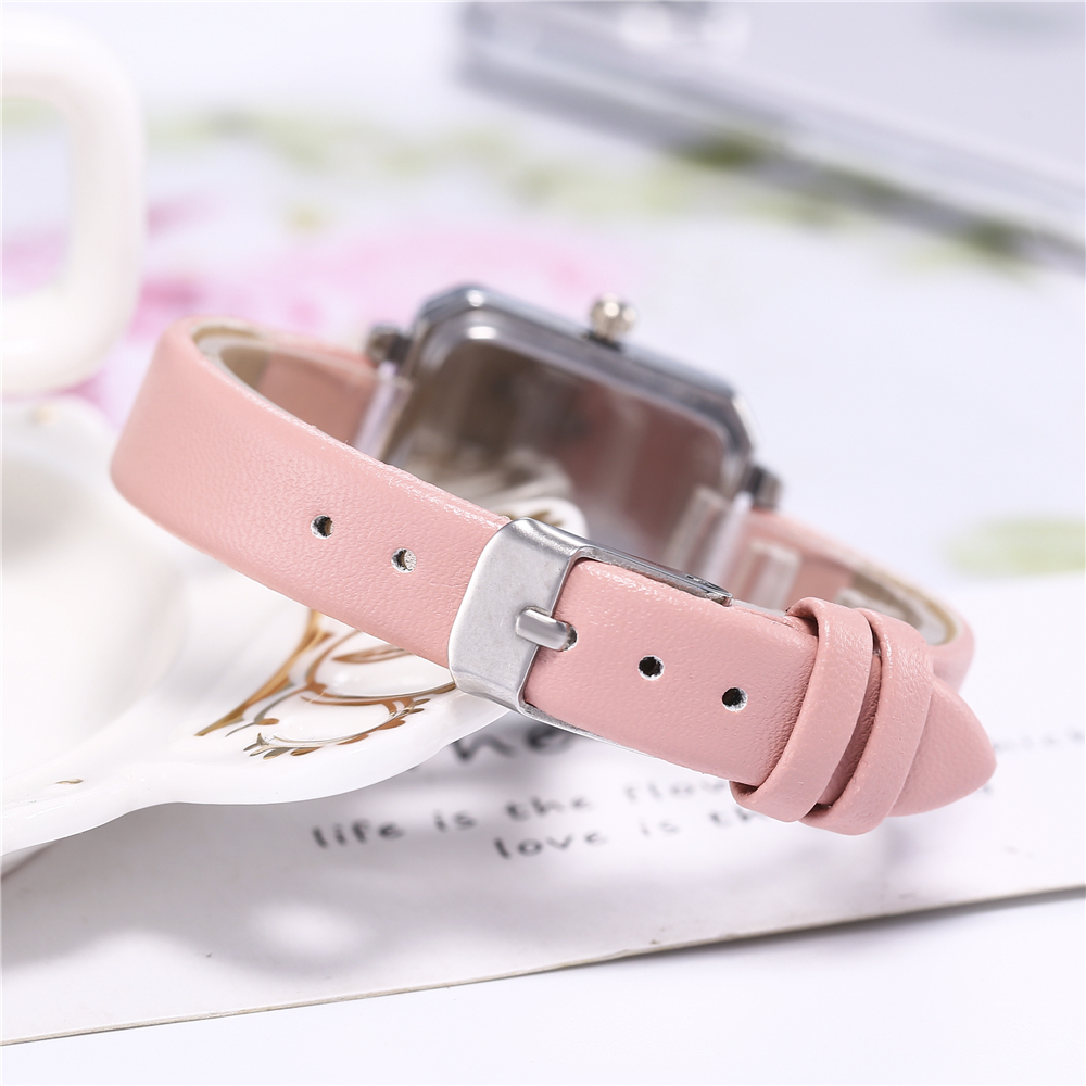 Topmerk vierkante dames armbandhorloge met gecontracteerd leer en kristal polshorloges damesjurk dames quartz klok dropshipping