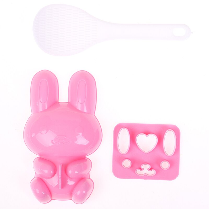 3PCS DIY Cute Smile Sandwich Tool Sushi Nori Rice Mold Decor Cutter Bento Maker: Pink