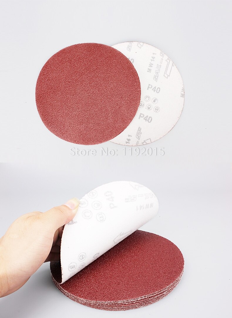 Ztdplsd 5 stk/parti tør slibning 7 tommer 180mm papir flocking sandpapir pad slibeskive træbearbejdning elektrisk kværn tilbehør