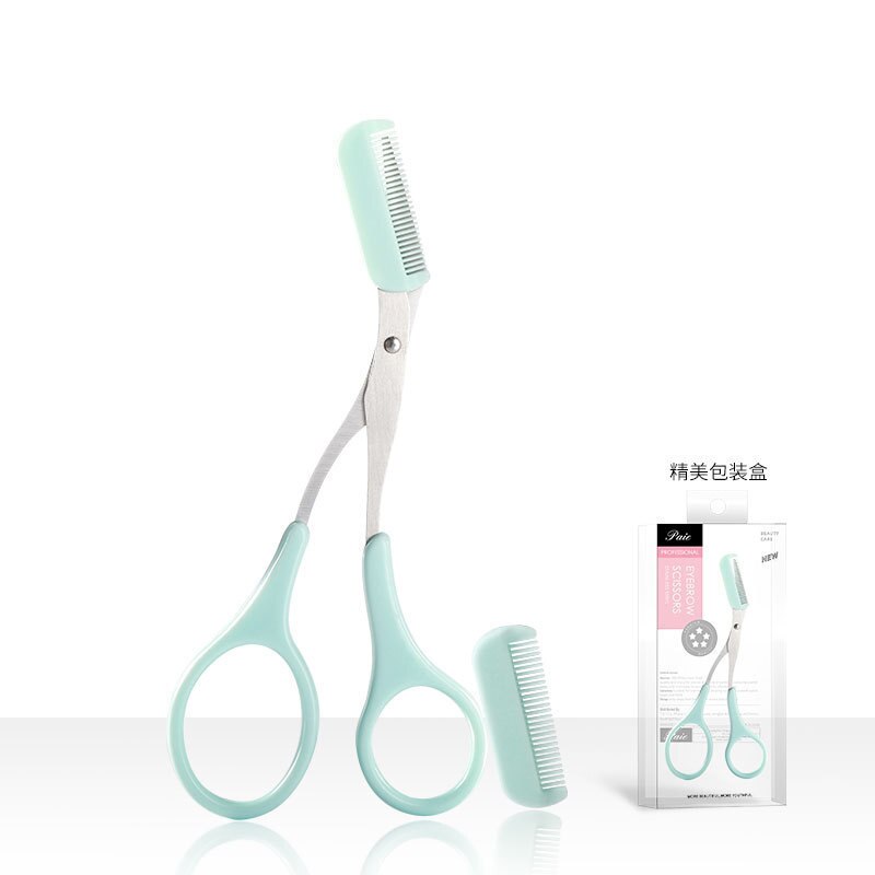Wenkbrauw Make-Up Scheermes Wimper Haar Schaar Met Wenkbrauw Kam Clips Vormgeven Schoonheid Wenkbrauwen Professionele Wenkbrauw Trimmer: green box