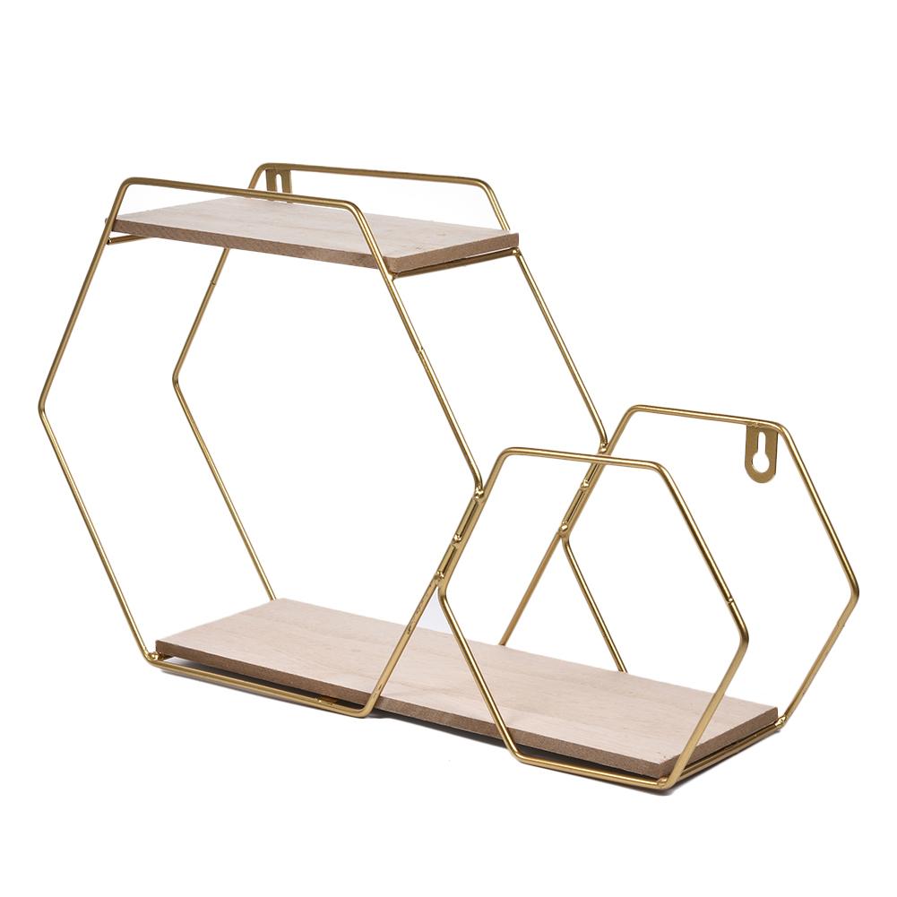 Hexagonal rack de ferro forjado hexagonal grade prateleira parede sala estar quarto figura geométrica combinação pendurado parede decoração casa