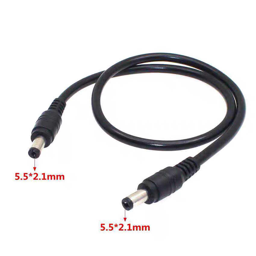 Câble adaptateur DC5521 vers DC5521, 18AWG, 2.1mm, prise mâle vers mâle