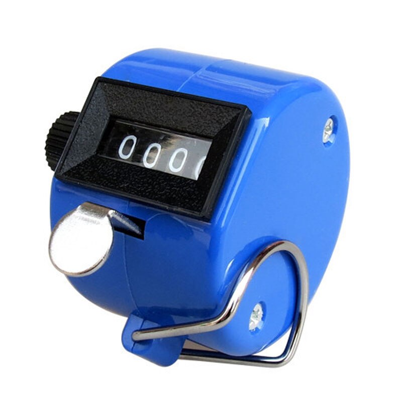 Handleiding Clicker 4 Cijferig Nummer Tellers Plastic Shell Hand Vinger Display Handmatige Telling Tally Clicker Timer Voetbal Golf Teller: Blauw