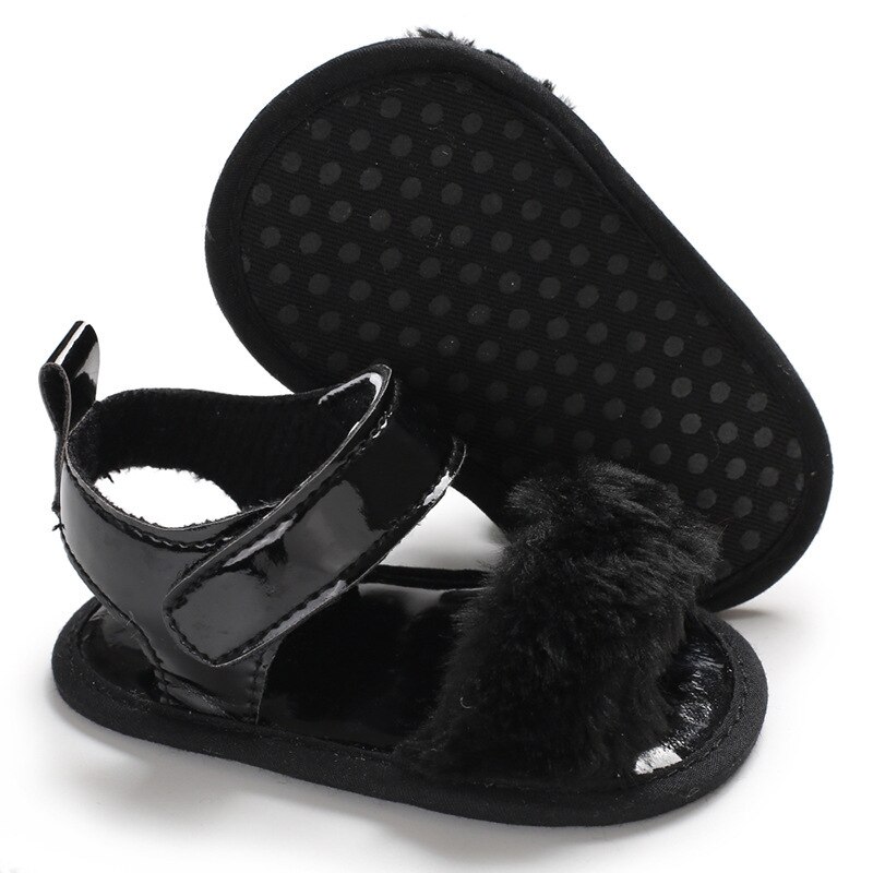 Babyschoenen sandalen voor babymeisjes zachte antislipzool prinses roze korte pluche zomer eerste loopstoel baby peuter wieg schoenen