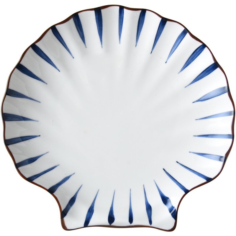 Japanese Hand-painted Plate Shell-shaped Plate Ceramic Snack Plate Dish Plate Household Small Fresh and Cute Tableware