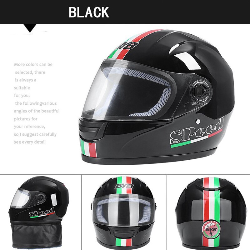 Motorcycle Helmet Windproof Full Face Helmets Dual Lens Anti-Fog Sun Protection Helmet Men Moto Electric Helmet Motocross: 1PCS Black