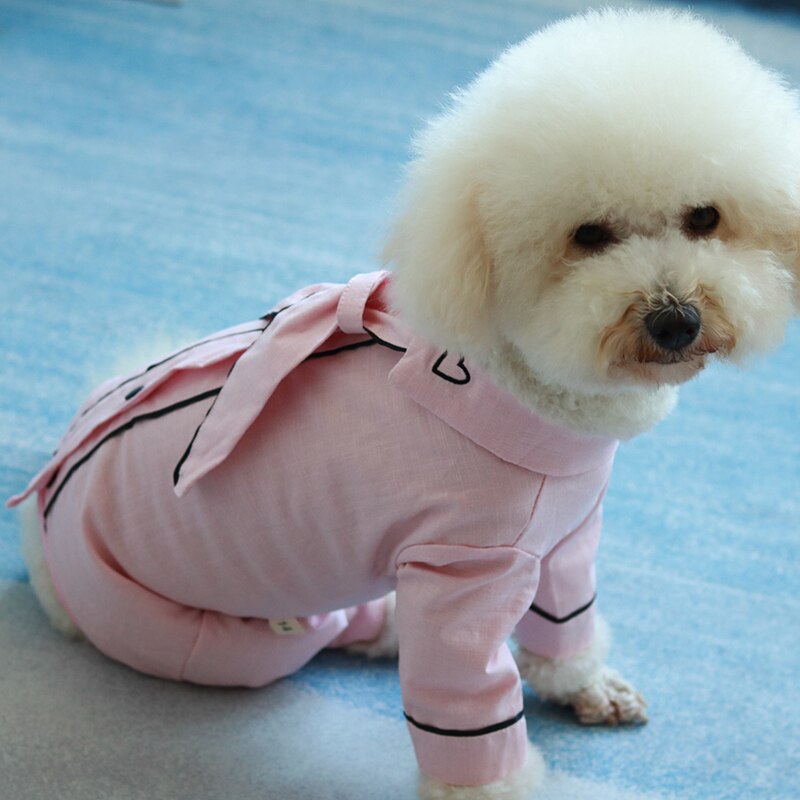 Cachorro de estimação macacão fino bonito cachorro roupas 100% algodão proteger barriga macacão para pequenos cães pijamas camisola chihuahua poodle